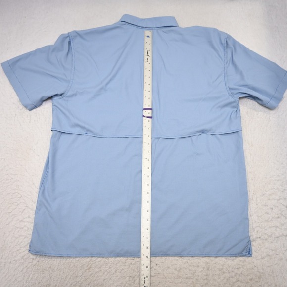 Magellan Vented Fishing Shirt Mens Large Relaxed Fit Blue Plaid Short Sleeve - Picture 15 of 15